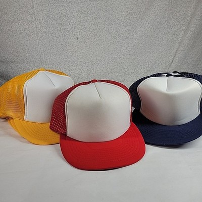 Trucker Foam SnapBack Mesh Hats Cap Blank Lot Of 10 80s 90 NOS Red Blue Yellow