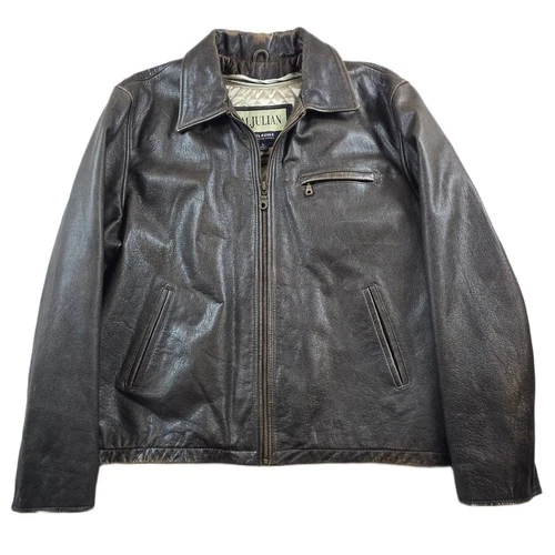M. Julian Wilsons Leather Bomber Jacket Men Large Brown Heavy Leather Thinsulate - product listing photo
