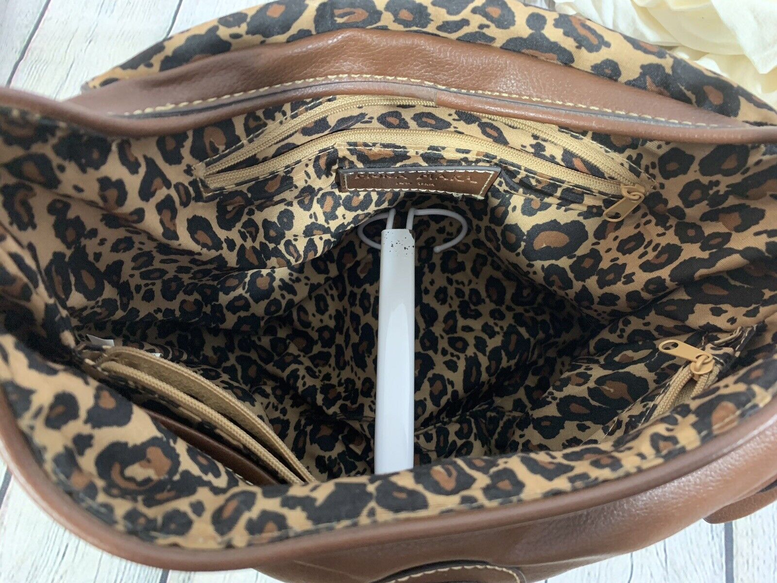 Vintage Leather Mora Mara Purse with Leopard Prin… - image 5