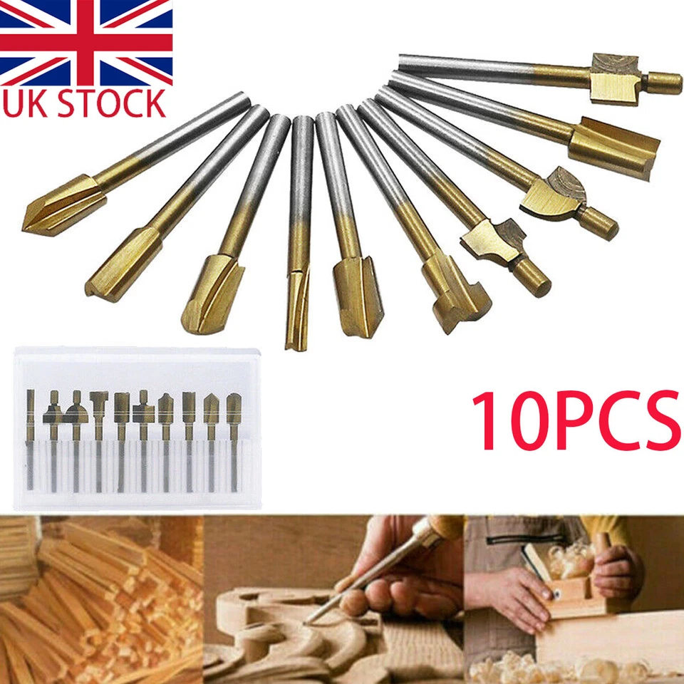 10PCS 3MM Titanium Mini Hss Router Bits Trimmer Shank For Dremel Rotary Tool - Image 4 of 4
