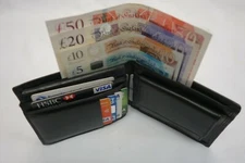 Men’s High Quality Luxury Smooth Leather Large Wallet Black with id Flap RFID 