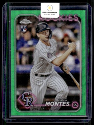 2024 Topps Chrome Rookie Green Wave Refractor Coco Montes Rookie 35/99 #182