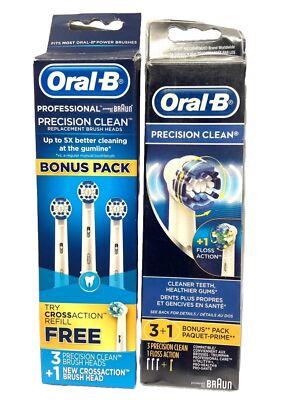 oral-b precision clean brush heads 6 brush heads 1 crossaction 1 floss action