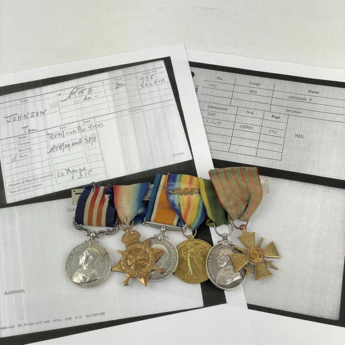 WW1 Military Medal Mentioned In Despatches Group 735 Driver Tom Johnson