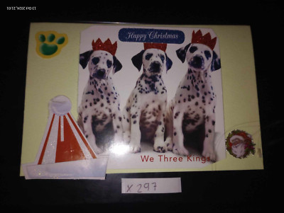 Luxus handgefertigte personalisierte Weihnachtskarte gelbe Hunde Dalmatiner X297 Multibuy