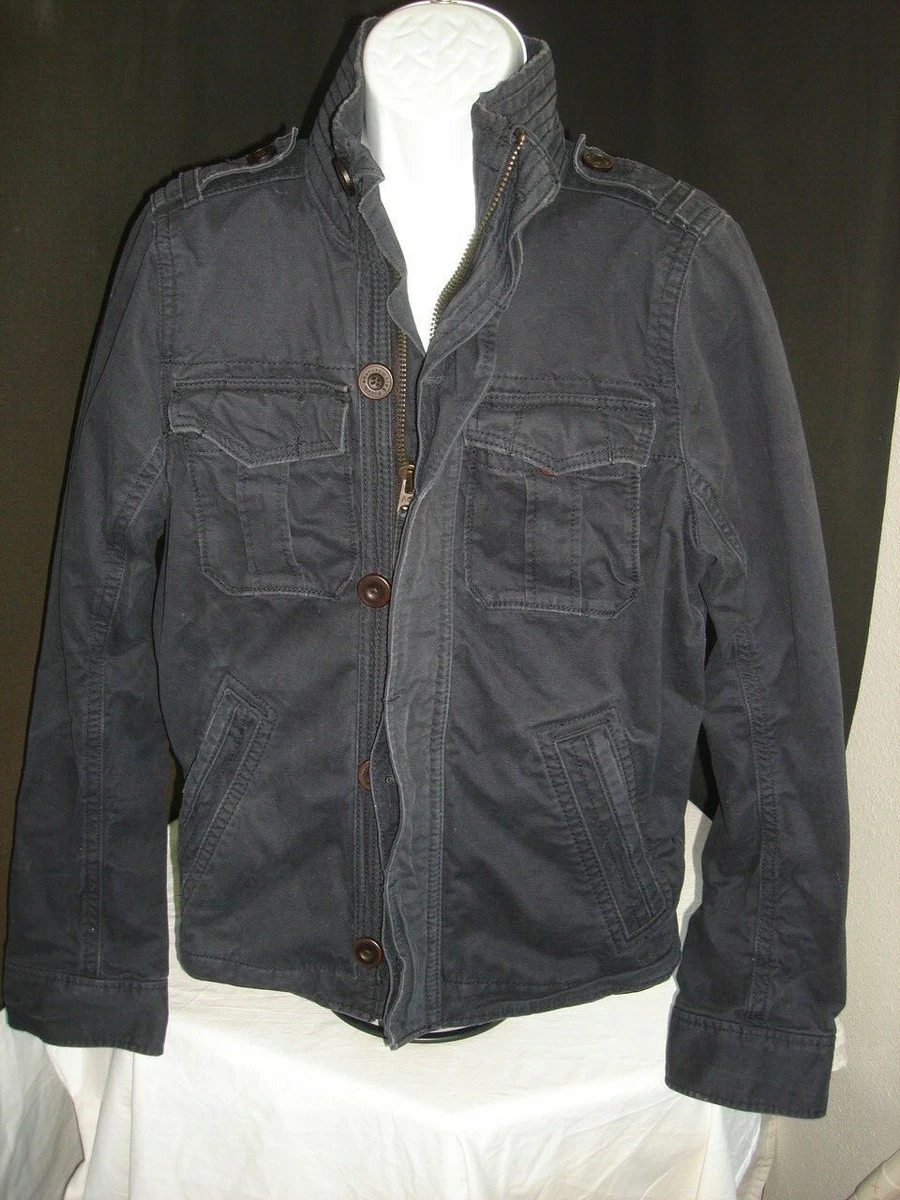ABERCROMBIE & FITCH DK. BLUE COTTON MILITARY REDFIELD JACKET BOY'S Sz XL 16-18