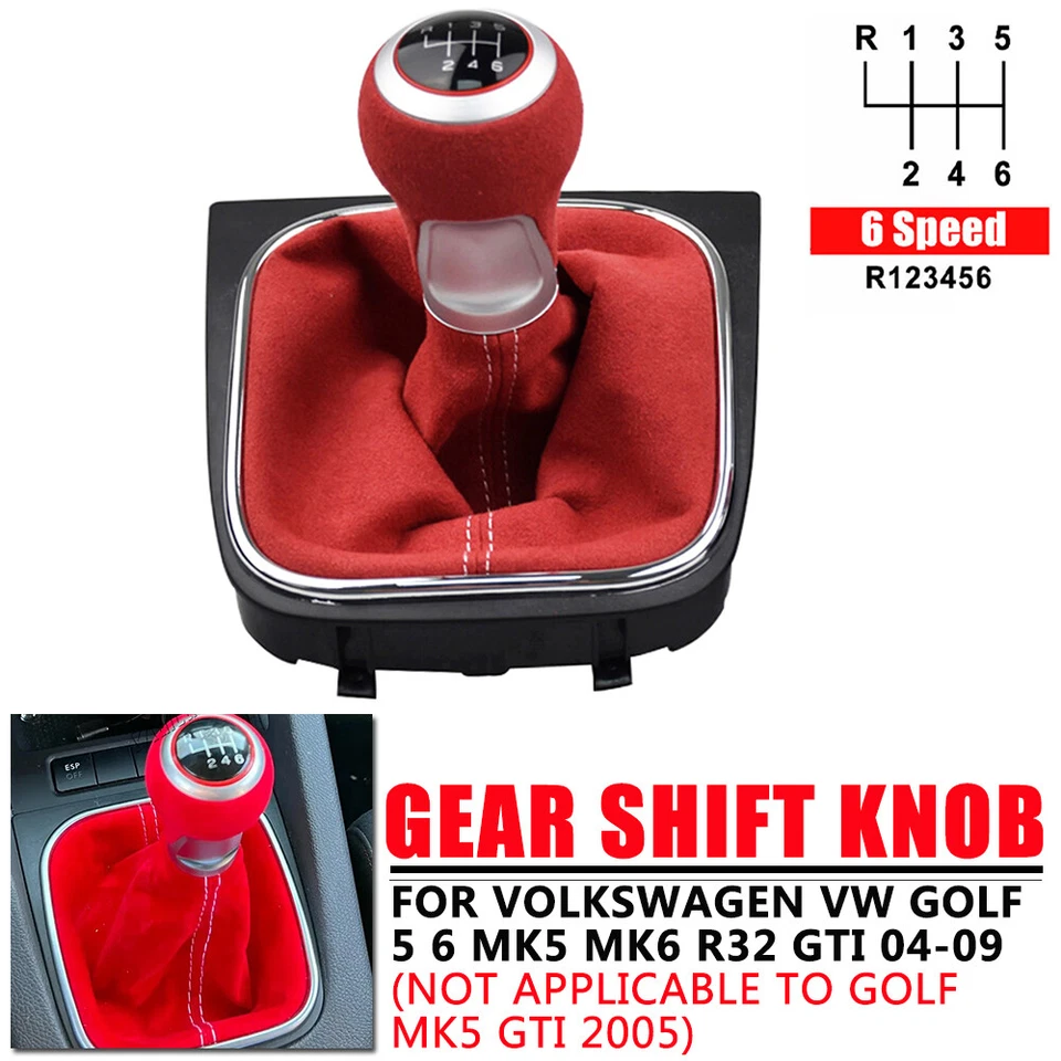 For 2004 2006-2009 Volkswagen Golf 6 Speed Gear Shift Knob Suede Cover - Imagem 2 de 4