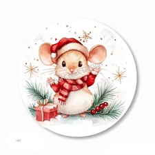 Christmas Holiday Snowflakes Mouse  Scrapbook Stickers Labels Envelope Seals