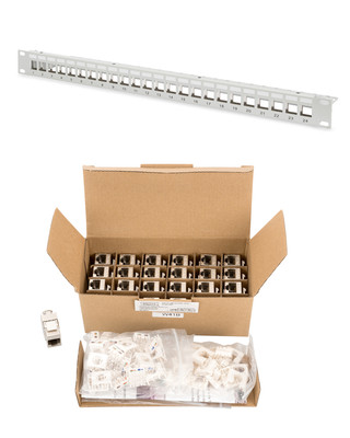 DIGITUS  CAT6a 500Mhz 10GB Keystone-Set 24x Keystones + 1x 24Port Leerpanel 19'' 