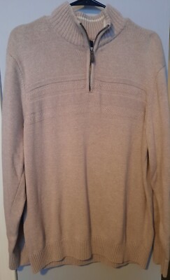 Vtg Dockers pullover knit Sweater 1/4 zip Tan Khaki Men s Size L XL Excellent