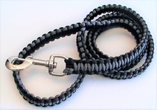 Paracord Dog Leash Heavy Duty 5' long Custom Made Charcoal Gray  Black