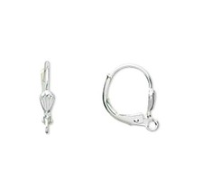 10 Bright Silver Brass Based Round Shell Shield Leverback Earring Wires Earwires