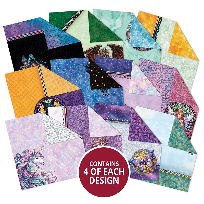 HUNKYDORY STAINED GLASS - MYSTICAL WORLD 8"X 8 PAPER PAD - 48 X 160GSM  PAPERS - Image 2 of 2