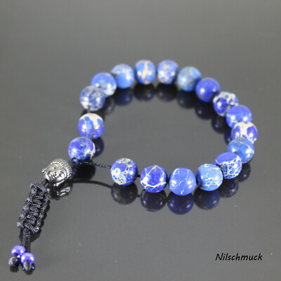 Herren blau Impression Jasper Buddha Shamballa Armband  für Männer Glücksbringer