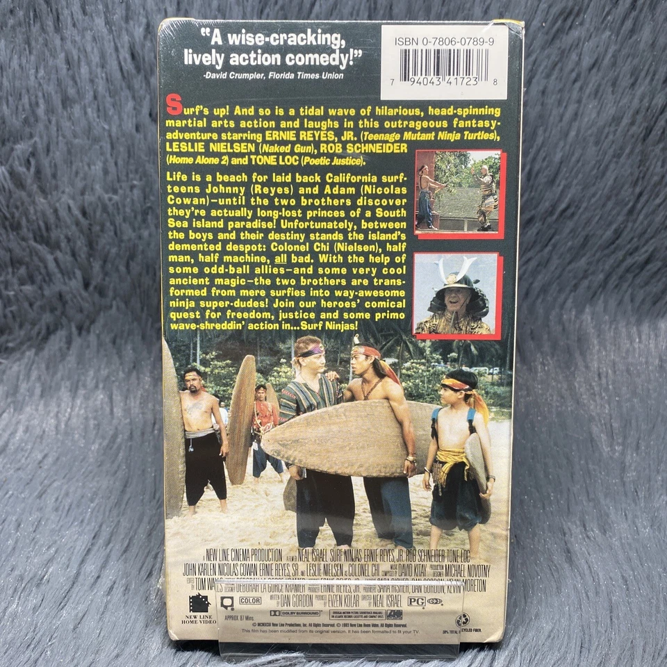 Surf Ninjas VHS Tape 1993 New Line Rob Schneider Leslie Nielsen Comedy SEALED Foto 3 de 4