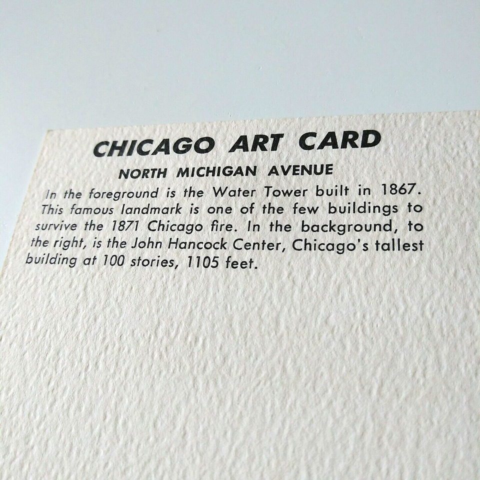 Chicago IL Art Card North Michigan Ave Water Color James Axelrod Vntg