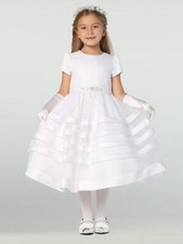 SALE Satin bodice with organza overlay dress Holy Communion Flower Girl Size 10X