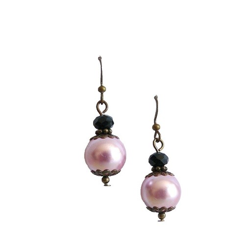 3 Pairs Fashion 7-8mm Natural Freshwater Pearl Drop Earrings, White Pink Purple, 925 Silver Hooks, Nickel-Free