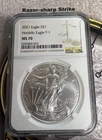 SILVER 2021 American Silver Eagle Type 1 MS-70 NGC RP-160
