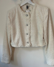 H&M Boucle Weave Cream Short Jacket Size M BNWT