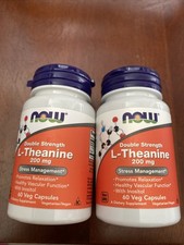 2 NOW FOODS L-Theanine Double Strength 200 mg 60 Veg Capsules