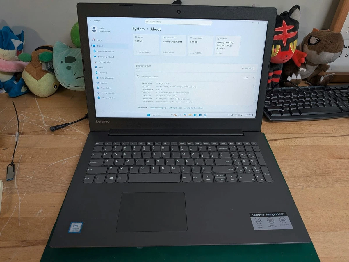 Lenovo Intel Core i3 8th Gen. PC Laptops & Netbooks 1 TB SSD