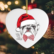 Dog Themed Christmas Ornaments Bulldog with Bow Christmas Ornament 