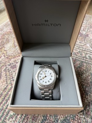 Hamilton Khaki Field Expedition Auto 41mm White Dial Steel Bracelet 100m Box