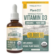 Organic Vitamin D3 10,000 IU - Plant D3, Vegan, Max 1 Fl Oz Pack of 1
