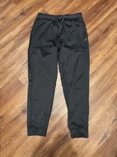 Layer 8 Mens Thermal Black Athletic Joggers Small Tapered Leg Drawstring Fleece