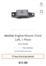 Anchor Engine Mount Front Left 2220 Ford Mustang Ford Falcon Mercury Comet Anchor Engine Mount Front Left 2220 Ford Mustang Ford Falcon Mercury Comet