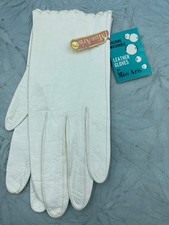 Aris White Leather Gloves Machine Washable Size 7 1/2 Vintage