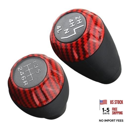 APPERFiT Shift Shifter Knob Set (Red Carbon Fiber) for Manual 2011-2018 Red