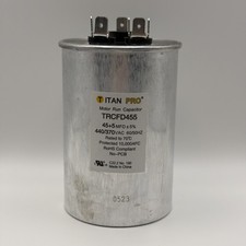 Packard Titan Pro Motor Run Capacitor, Round, 45 5 MFD, 440-370VAC, TRCFD455