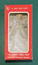 Vtg Angel Christmas Tree Topper House of Lloyd Porcelain Head 10 Lights, RESEVED
