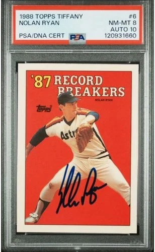 1988 Topps Tiffany Nolan Ryan Signed Baseball Card PSA 8 DNA 10 Certified HOF
