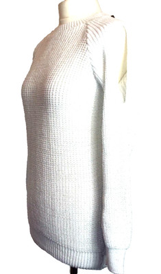 QED LONDON CREME LUREX COLD SHOULDER SWEATER PULLOVER   GR. 10/12 # B10*
