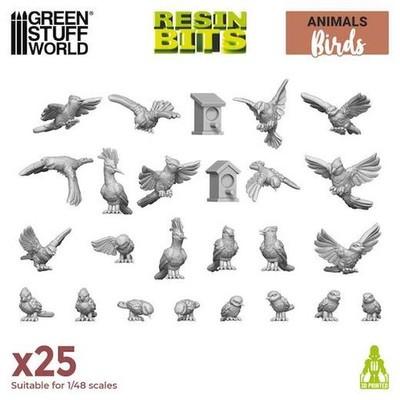 Green Stuff World 3D Printed Resin Bits - Wild Birds 1:48-1:35