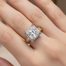 IGI 2.5 Ct Princess Cut Lab Grown Diamond Halo Engagement Ring 14K Yellow Gold