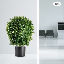 Set of 2 UV Resistant Home Outdoor Artificial Boxwood Topiary Ball Tree 20 in