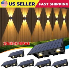 2-16x LED Solar Power Fence Lights Deck Door Wall Stair Step Outdoor Garden Lamp