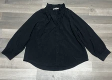 Pomander Place Women's Harlee Long Sleeve Ruffle Collared Blouse Black - Size L