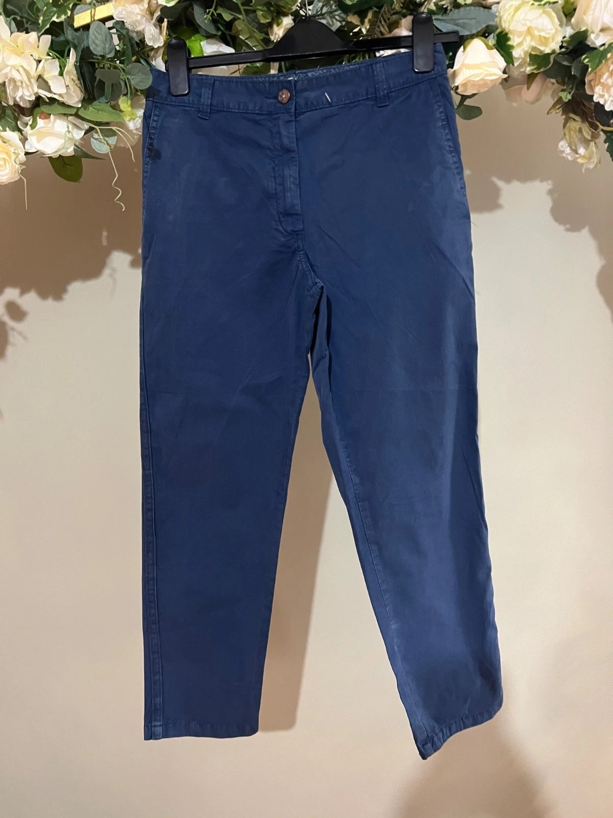 Marks And Spencer Chinos Chino Trousers M&S Womens Size 8 & 20 Blue Cotton NEW