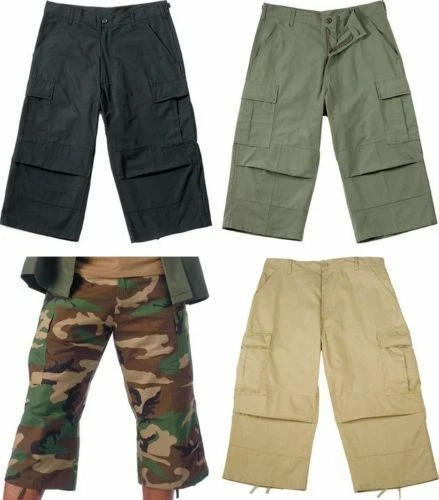 Camo Capris Long Cargo Shorts Military Army Fatigues Tactical 3/4 BDU ROTHCO