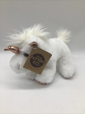 The Petting Zoo 8  White W/Shinny Pink Trim Unicorn Plush NWT