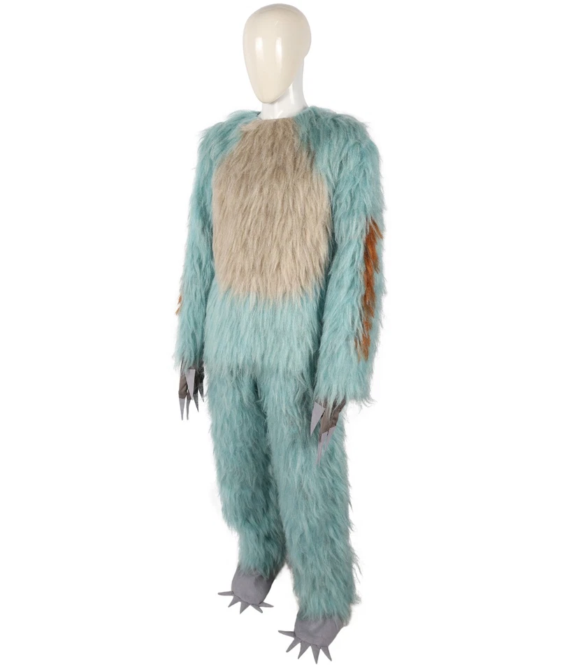 Conjunto de fantasia adulto unissex adorável peludo múltiplo monstro de pelúcia com máscara de cabeça - Imagem 2 de 4