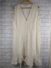 Atmos & Here womens shirt dress beige white check print 18 sleeveless