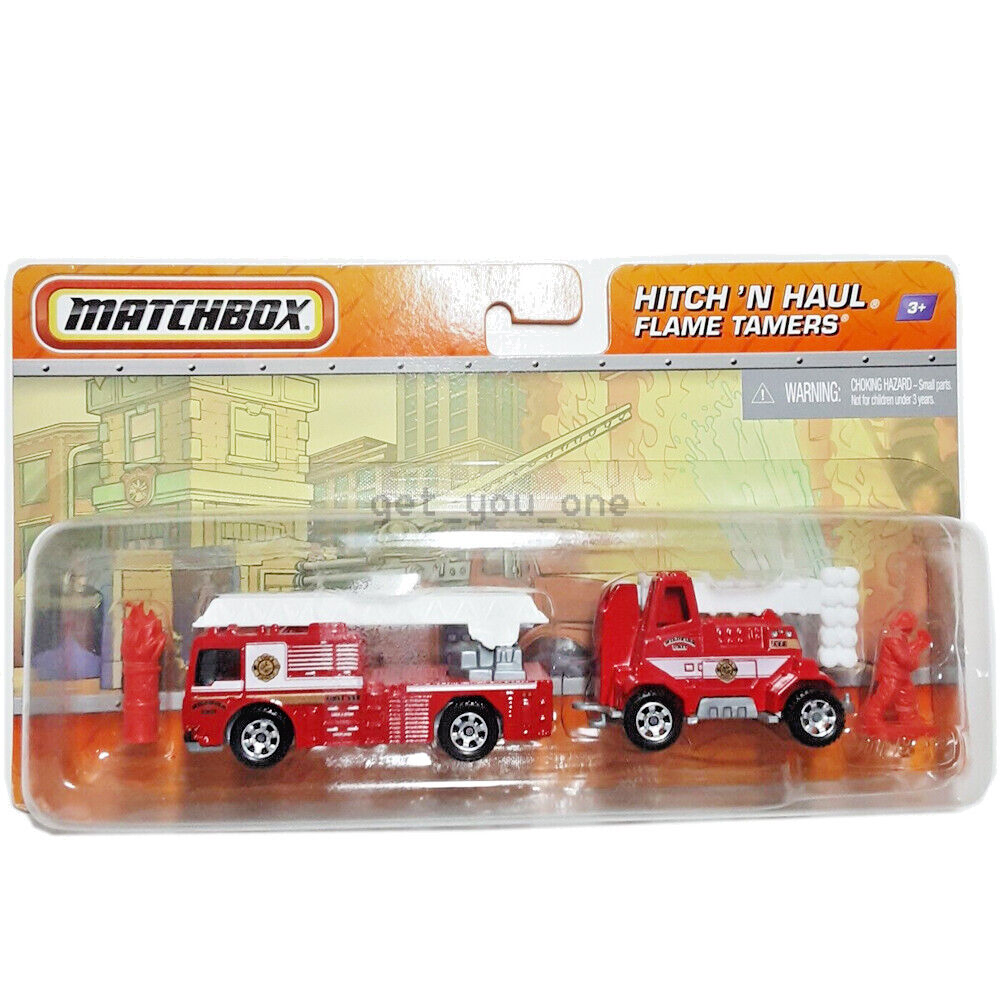 Matchbox Hitch n Haul 2009 Flame Tamers Truck Wildfire Unit Red Set Diecast  1:64