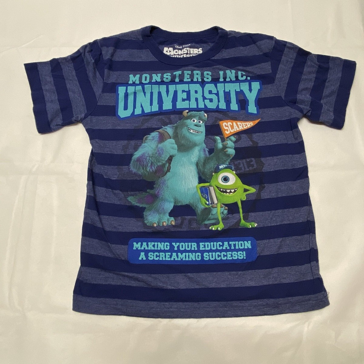Disney Pixar Sully Mike Monsters Inc University Striped Graphic Shirt Size  Small | eBay