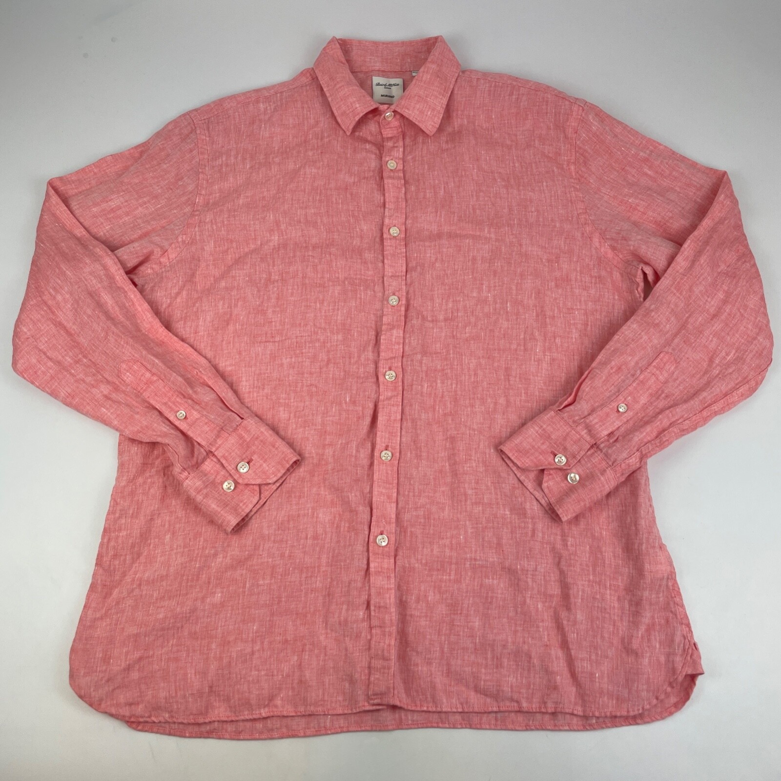 Murano Camicia Uomo In Puro Lino 100% &ndash; Manica Lunga, Taglia 3XB Big, Colore Blu, Nuova Con Etichetta